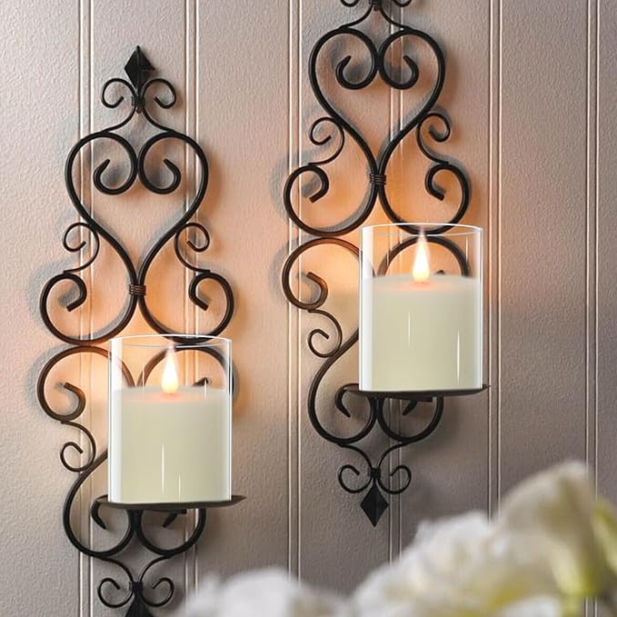 Glass Flameless Candles with Remote Timer, 3D Moving Flame Flickering, Last 600+ Hours Battery Candles, Real Wax LED Votive Candle for Festival Wedding Home Party Decor, 3" x 4"