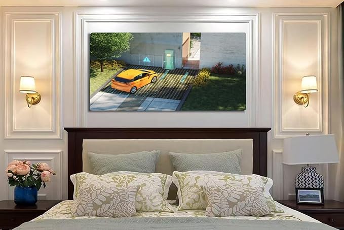 Wibinuki Wall Art Wall Decor Wall Paintings Modern house electric charging stion and AI security for Living Room Bedroom Bathroom Home Decor Can Be Hung Directly 20"x 40"