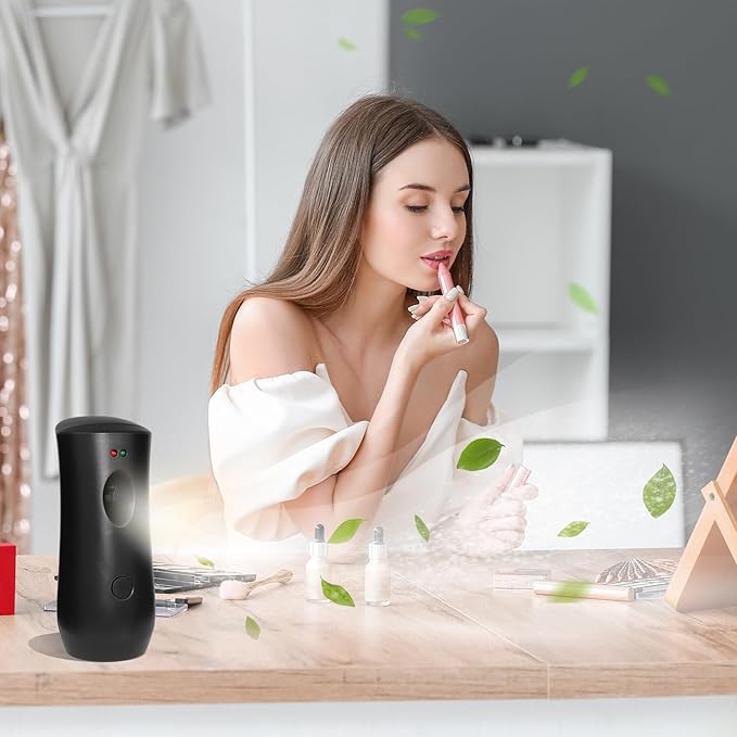 (4-Pack) Automatic Fragrance Dispenser,Automatic Air Freshener Spray Dispenser,Free Standing or Wall Mounted for Home, Indoor, Bathrooms, Offices, Hotels and Commercial Places (Black)