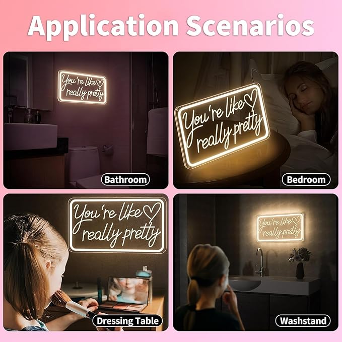You are Like Really Pretty LED Neon Sign for Wall Decor USB Adjustable Brightness Living Room Bars Barbers Pub Man Cave Halloween Christmas Birthday Art Wall Decor
