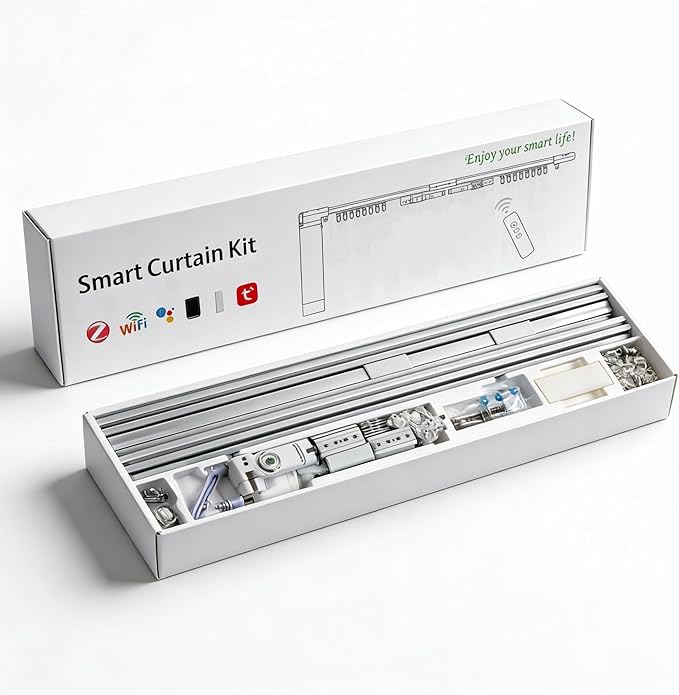 Smart Curtains, Universal Electric Curtain Accessories Installation Kit, Aluminum Alloy Thickened Silent Track 165.3''(4.2m), Including a Complete Set of Accessories, Excluding Curtain Motor