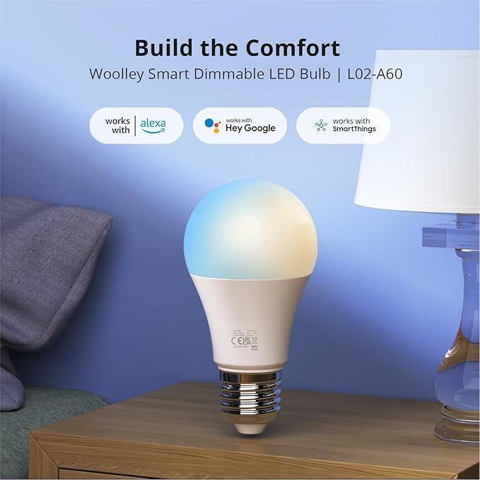 LED Smart Light Bulbs, Color Changing Light Bulb Work with Google Home, Alexa, Preset Scene, Music Sync, A60 E27 2.4GHz RGBTW WiFi Bluetooth 9W, 806LM