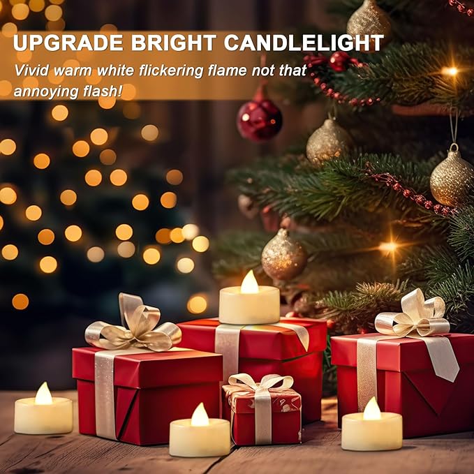 BEICHI Flameless Candles, 50Pack Battery Operated Candle, LED Tea Lights Candles Battery Operated, Flickering Fake Votives for Wedding Halloween Christmas Diwali- Warm White