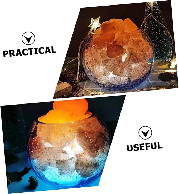 USB Himalayan Rock Night Light for Home Decor Glass Cracked Design for Bedroom Yoga Meditation and Relaxing Ambience