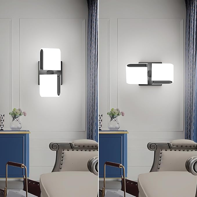 Aipsun Black Wall Sconces Hardwired Modern LED Sconces Wall Lighting Indoor Wall Sconce for Living Room Hallway 6000K White Light