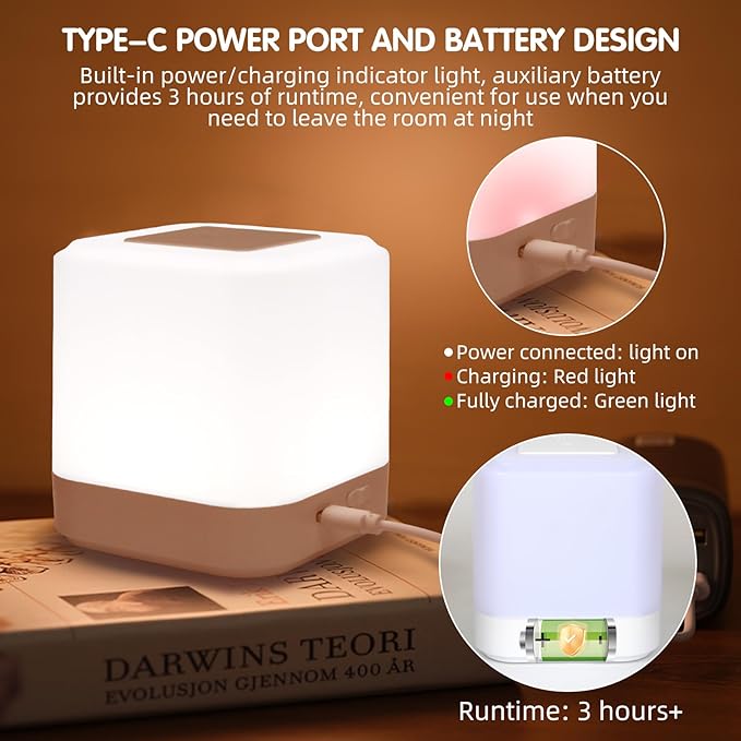 Touch Lamp for Nightstand,Speech Control Bedside Lamp Touch Control for Bedrooms,Smart Rechargeable Night Light,Eye Caring Battery Dimmable Night Lamp for Nursery Kids & Adult