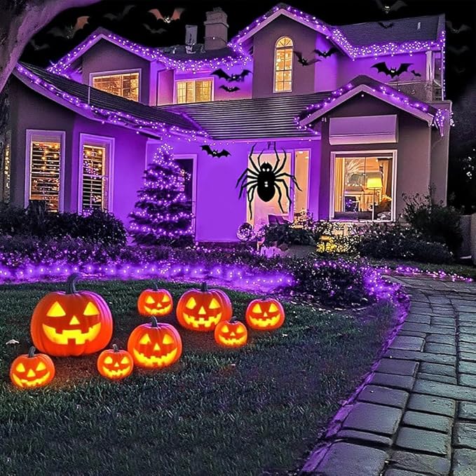 66FT 200LED String Lights, Purple Halloween Lighting with 8 Modes, Indoor Outdoor Decorative Fairy Light for Holiday, Tree, Window, Party