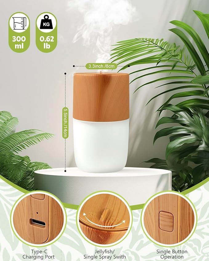 300ml Essential Oil Diffuser, Jellyfish Mist Aromatherapy Diffuser with 7 Colors, 4 Light Modes Ultrasonic Humidifier, Auto Off Diffuser Valentine's Day New Year Easter Gift for Home, Office, Yoga