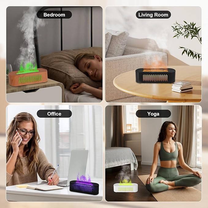 Volcano Humidifier Flame Fire Diffuser: 260ml Super Quiet Essential Oil Diffuser 7 Colors Changed Flame Light Spray Aromatherapy Humidifier 2/4/6H Timer Auto Shut Off for Bedroom,Gift (White)