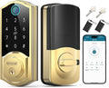SMONET Smart Lock Keyless Entry Door Lock,Brass Fingerprint Smart Deadbolt with App Remote Control,Electric Bluetooth Digital Door Locks for Front Door,Easy to Install,Gold
