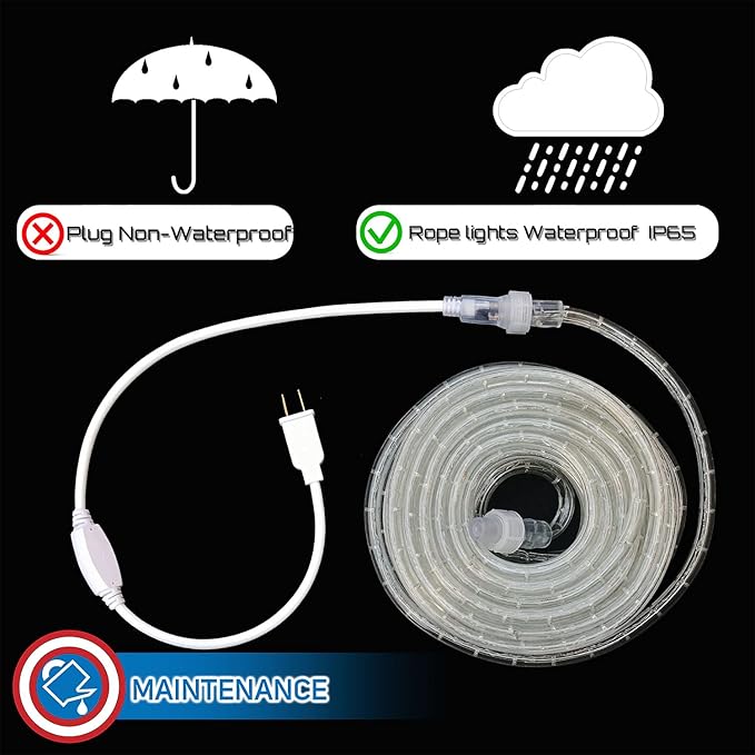 Russell Decor 80ft /864 LEDs Rope Lights Indoor Outdoor Decorative Lighting for Christmas and Party Trees Patio Deck Flexible String Lights (Red White)