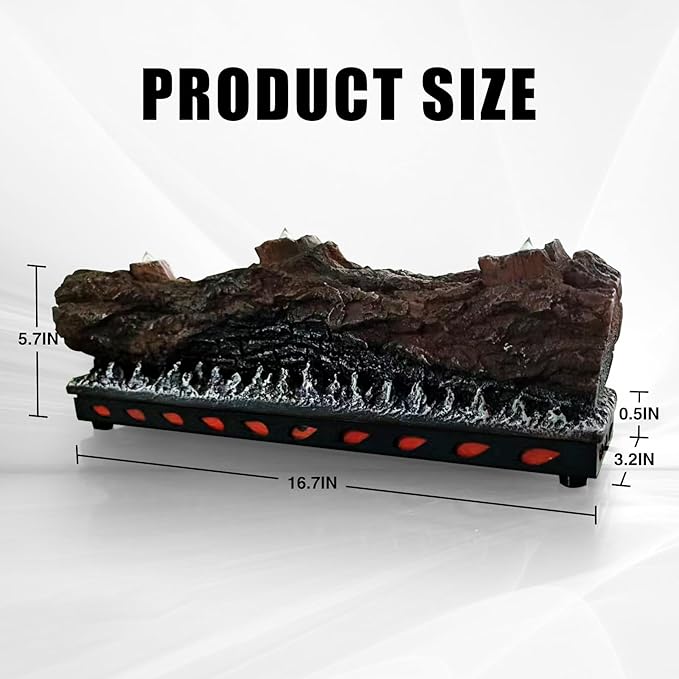 Electric Fireplace Logs Realistic Flame Effect with Candle LED Flame Light USB Powered Electric Fireplace Insert Log Remote Control Home Decoration 16 Inches