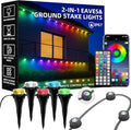 150 FT Permanent Outdoor Lights, Waterproof 2-in-1 Eaves & Ground Stakes LED String Lights with App/Remote Control for House, Garden– Smart Color-Changing Lighting for Halloween Christmas Decorations