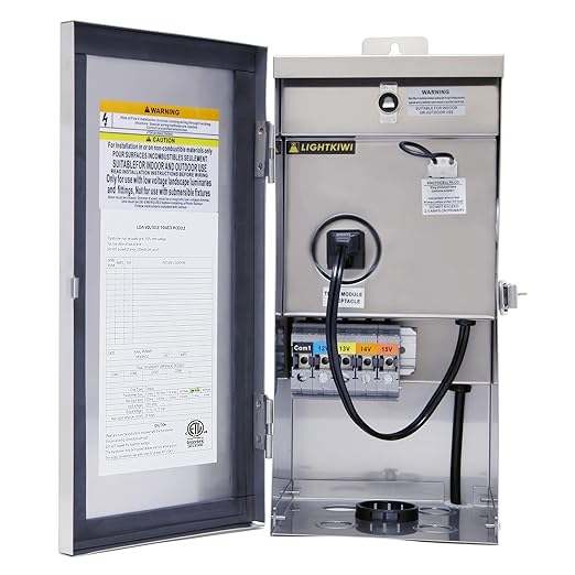 Lightkiwi 300W Landscape Lighting Transformer - Adjustable 12-15V Multi-Tap Weatherproof Outdoor - ETL Listed for Low Voltage Systems