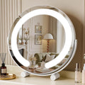 Vanity Mirror with Lights, 12" LED Makeup Mirror, HD Professional Mirror, Smart Touch with 3-Color Lighting, Dimmable, 360° Rotation, Lighted Up for Makeup Desk, Bedroom (White)