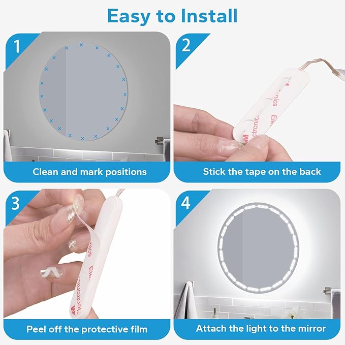 LED Vanity Lights for Mirror, 16ft Makeup Strip Light, 3000K 4000K 6000K & 10 Level Brightness Adjustable, USB Cable, Hollywood Mirror Light Stick-On for Makeup Dressing Room Bathroom Bedroom