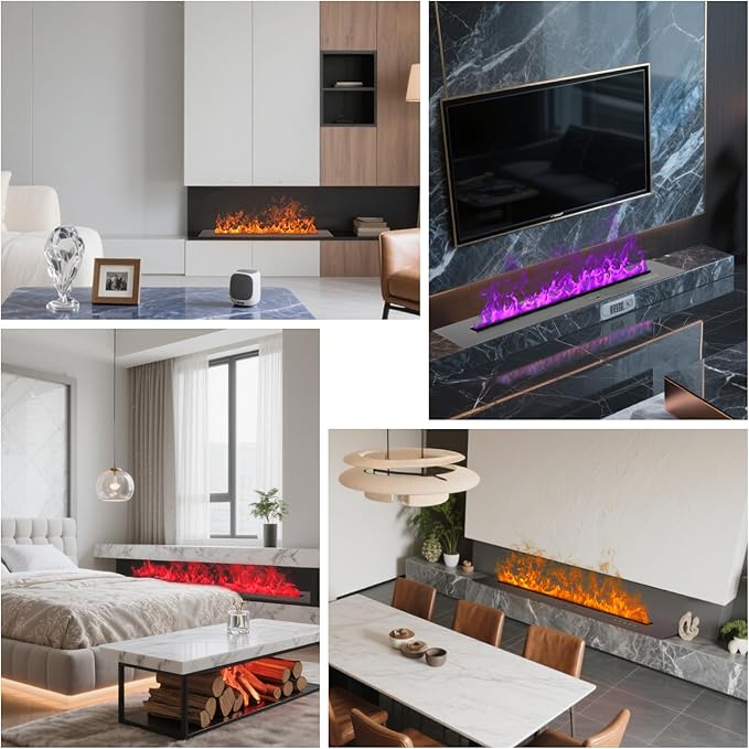3D Water Vapor Fireplace Smart APP Electric Flame Decoration Steam Fireplace Humidifier for Office, Home, Hotel,Restaurant(Color,31.5")