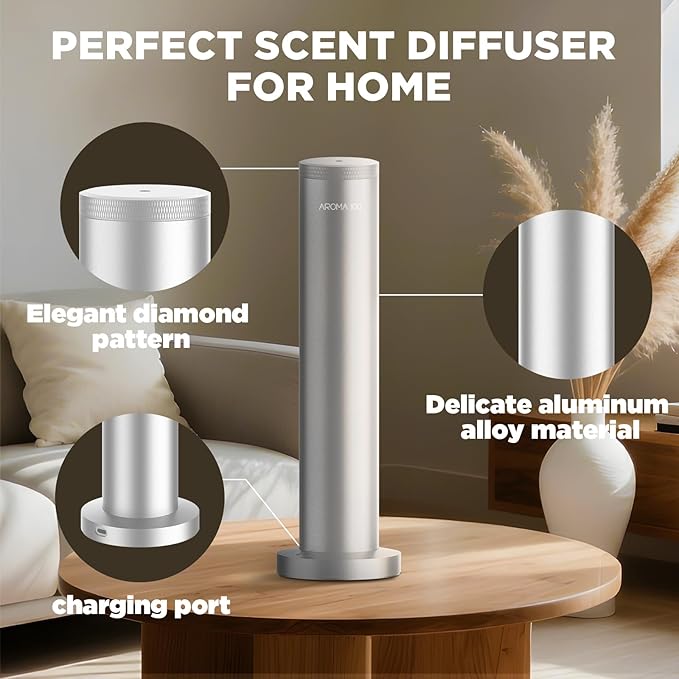 Hotel Scent Diffuser Machine -Remote Control -Cordless Rechargeable Diffuser for Whole House- Scent Air Machine for Home -Super Quite Waterless Essential Oil Diffuser for Large Room, Studio Office