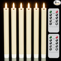 Wondise Flameless Taper Candles with Remote Timer, Real Waxy Battery Operated Flickering Candlesticks, 3D Wick LED Candles 9.6inch for Halloween Christmas Holiday Wedding Decoration (Ivory