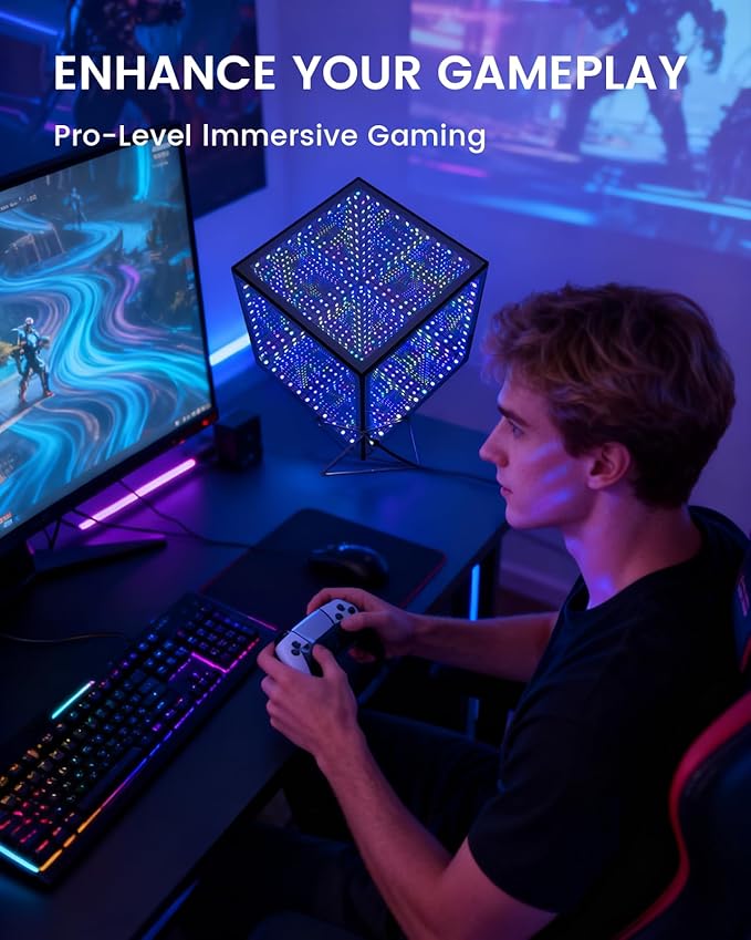 Infinity Hyper Cube LED Table Light, Color-Changing Music-Sync APP-Controlled Ambient Light for Gaming, Party, Home (6.5Inches)