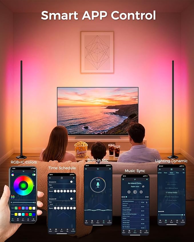 Corner Floor Lamp, 65" RGB Color Changing led Floor lamp with APP and Remote Control, Dimmable Mood Light Corner Light with Music Sync, DIY Mode & Timing for Living Room Gaming Room (2)