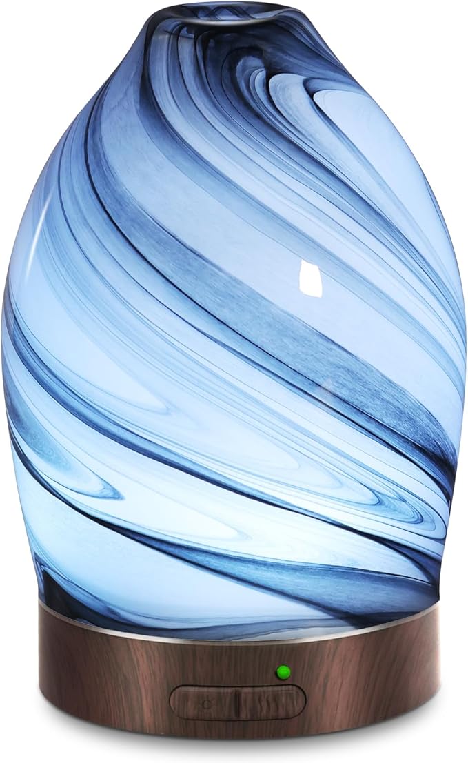 Essential Oil Diffuser Aromatherapy Diffuser -150ml Art Glass Aroma Diffuser for Home Ultrasonic Diffuser with Auto Shut-Off Protection,7 Colors Light for Home Office SPA Decor & Gift (Storm Cloud)