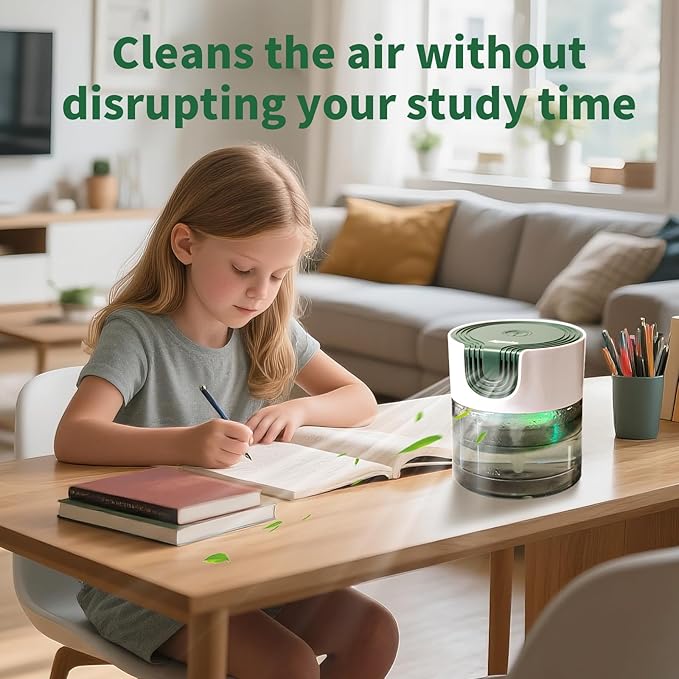 Aozale Water Air Purifier for Home, Water-Based Air Cleaner & Humidifier, Aroma Diffuser, Removes Pet Odors & Smoke, White Noise, 7-Color LED Light