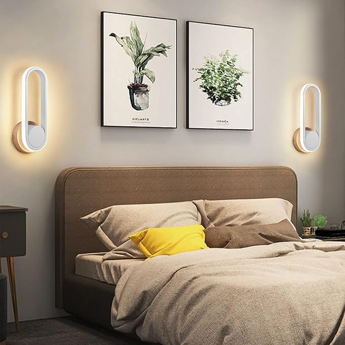XEYOU 12W Modern Indoor Wall Sconce Rotatable 330° LED White Wall Light Fixtures for Bedroom Living Room Hotel Hallway Aisle Corridor, Warm White 3000K