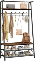 Coat Rack Hall Tree with Shoe Storage Bench, 4-in-1 Entryway Bench with 6 Hooks & 3-Tier Shoe Rack, Metal Frame for Entryways, Freestanding Coat Racks Storage for Entryway, Hallway, Front Door