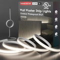 Shine Decor 24V LED Wall Washer Light Strip 16.4 FT, UL Listed IP67 Waterproof Linear Wall Grazer, 5000K Daylight White for Outdoor Commercial Lighting, Buildings, Church Illumination, Hardwired