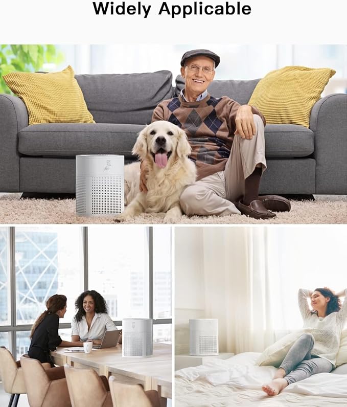 Air Purifiers for Bedroom, Room Air Purifier HEPA Filter for Smoke, Allergies, Pet Dander Odor with Fragrance Sponge, Small Air Purifier with Sleep Mode, HY1800, White