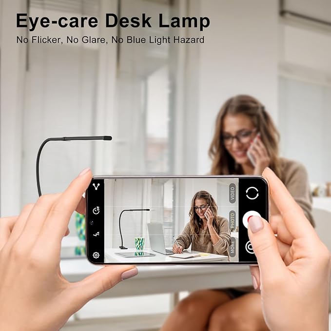 Desk Lamp with Remote, 3 Color & 5 Brightness & 77LED Dimmable Reading Lamp, 15.7'' Flexible Gooseneck Clamp Lamp, Eye-Caring Clip on Light with Adapter for Reading Study Workbench Drafting