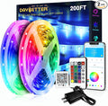 DAYBETTER LED Strip Lights 200ft (2 Rolls of 100ft), Color Changing Lights Strip for Bedroom, Desk, Indoor, Room Bedroom, Girl Boy Brithday Gifts RGB Decor with Remote and 24V Power Supply