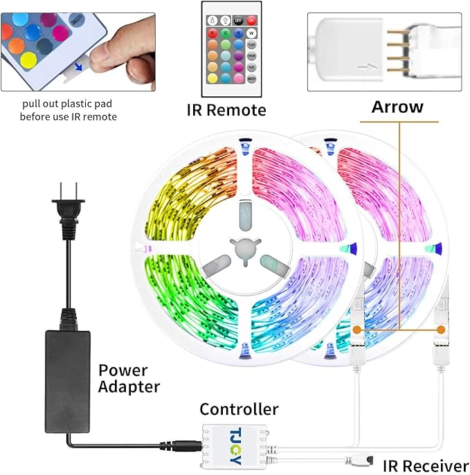 TJOY 100ft Smart Led Strip Lights for Bedroom, Compatible with Alexa, RGB Color Changing Music Sync Led Lights with App Remote,Multi-Color Wireless Led Strip Lighting for Bedroom (APP+Remote+Voice)