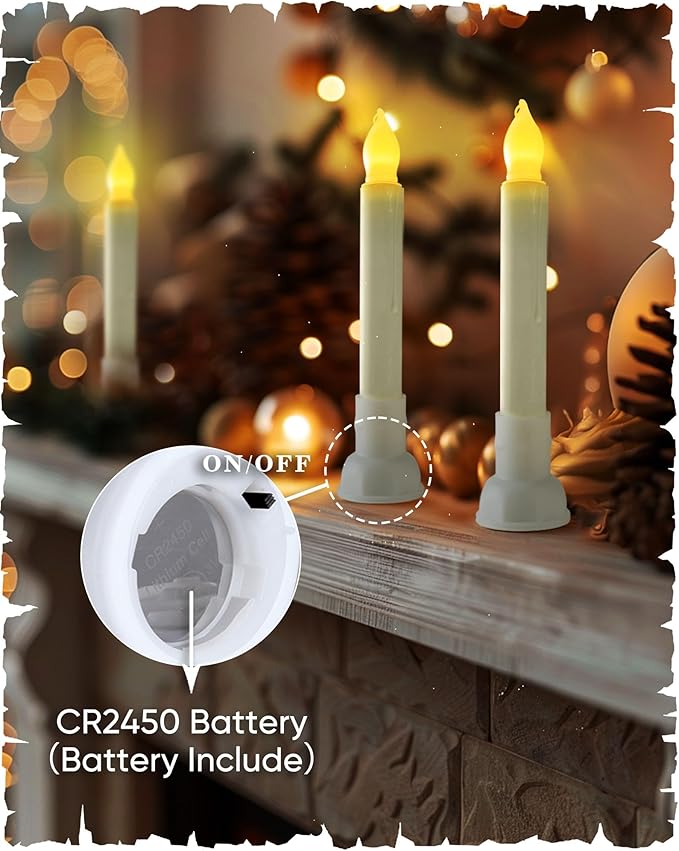 Amagic Batteries Included Floating Candles with Wand Remote, 12pcs Flickering Warm Light Flameless Taper Candles, Magic Hanging Candles with Base for Birthday Party, Halloween Decorations