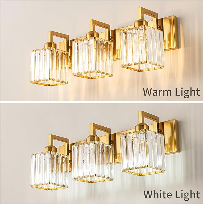 19.5" KnurledBrassWallSconcesSetof2,BronzeBathroomVanityLightFixtureswithWaterRipplesGlassTube,ModernLampforBedroom,LivingRoom,Hallway,Staise,Mirror,Kitchen