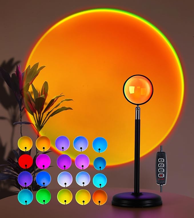 Sunset Lamp Projector,Multicolor Changing Night Light 360 Degree Rotation Rainbow Led Sun Lamp for Photography Backgrounds,Party,TikTop Live,Christmas Gifts,Home Decor,Mood Lighting