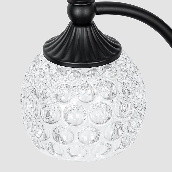 Glass Floor Lamp 66.5in Black Standing Lamps for Living Room with 3 Brightness Lights Vintage Retro Corner Lamp for Bedroom Office(3LED Bulbs Included)