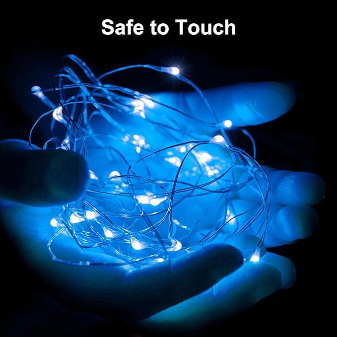 ZGWJ Fairy Lights Battery Operated, 12 Pack Blue Twinkle String Lights 20 LED 7FT Mason Jar Lights for Bedroom, Halloween, Christmas, Party Indoor and Outdoor Decoration