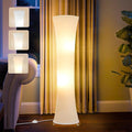 GyroVu 46“ Floor Lamp for Living Room, Color Temperature Adjustable Led Floor Lamps Column Floor Standing Lamp Corner Lamp for Bedroom, Office& Living Room-White Fabric Lampshade, Bulbs Include