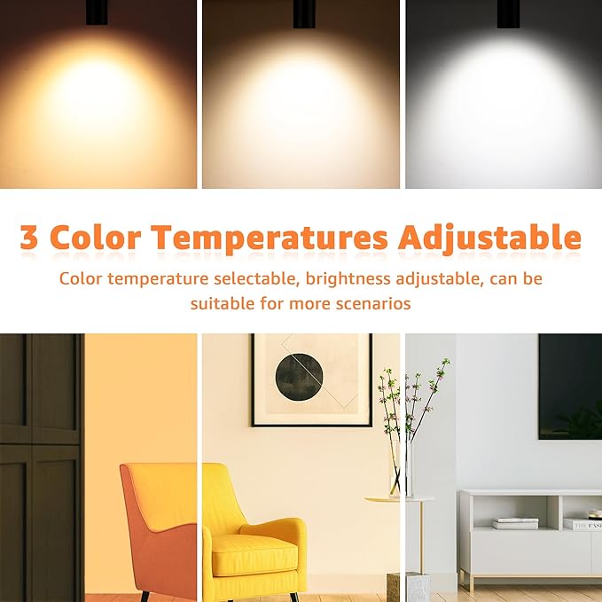 2 Pack Dimmable LED Uplights Indoor, 3000K/4000K/5000K Adjustable Spot Lights Indoor for Plants, Pictures, Artwork with 10 FT Plug Cord