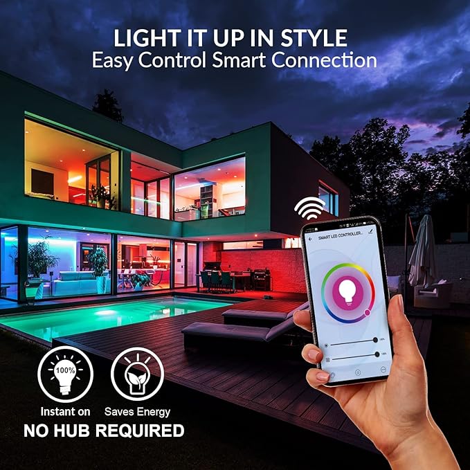 Himalayan Glow LED Light Bulb, RGB Color Changing & Dimmable, 9.5 Watts WiFi Control Multicolor Bulb, Compatible with Alexa, Google Home & Mobile App, Best for Home Décor - 2 Counts