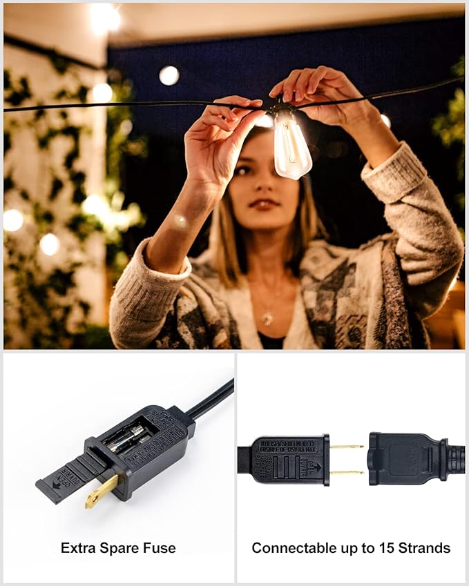 Lightdot 200 FT (2x100FT) Outdoor Led Patio Lights, ETL Listed Led String Lights with Shatterproof Edison Vitage Bulbs, Commercial Grade Hanging Light for Patio Cafe Bistro Backyard