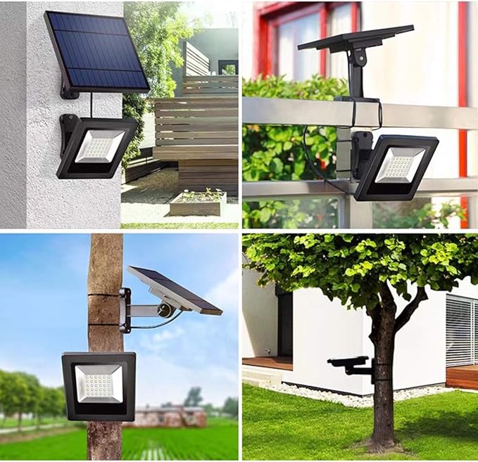 Solar Powered Lights Outdoor, Bright White Light IP65 Waterproof Auto Dusk to Dawn 350° Adjustable Solar Security Flood Lights for Barn, Garden, Garage, Pathway, Yard, Patio, Lawn, Balcony