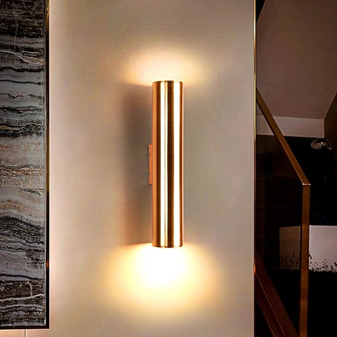 Indoor Led Creative Loft Warm Light Modern Corridor Living Room Bedside Lamp Decoration Alumiwall Lighting,Golden,10X50Cm(7W) (Golden 10X30Cm(7W))