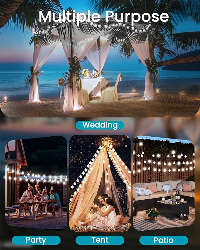 LORRYTE White 2-Pack 100 LED 64FT Crystal Globe Solar Lights Outdoor, Waterproof Solar String Lights Outdoor Decorative with 8 Lighting Modes for Patio Decorations Garden Wedding Party Tree Porch