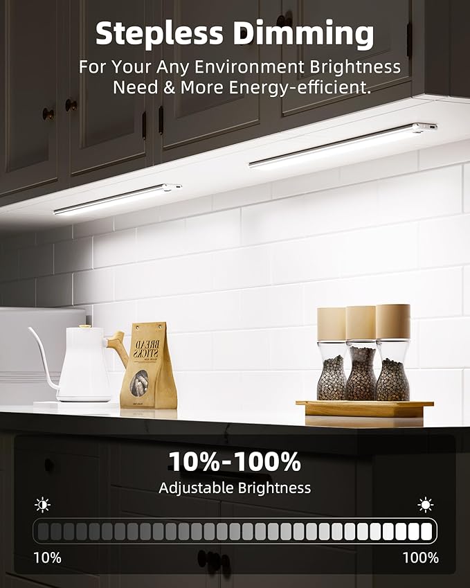 EZVALO Under Cabinet Lights,14.5'' Motion Sensor Light Indoor Dimmable, Super Bright 4000mAh Rechargeable Closet Lights 5700K with Remote Control, Wireless Under Counter Light for Kitchen,Cabinet