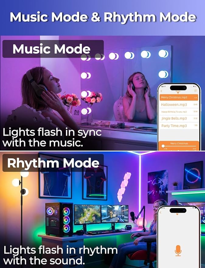 ILC G25 Globe Light Bulbs, App-Controlled Vanity Light Bulbs with Bluetooth Mesh, Color Changing, 1600 Million Colors, 6W, 60W Equivatlent, 600LM, CCT: 2700K-6000K, CRI>95+, E26 Base (6 Pack)