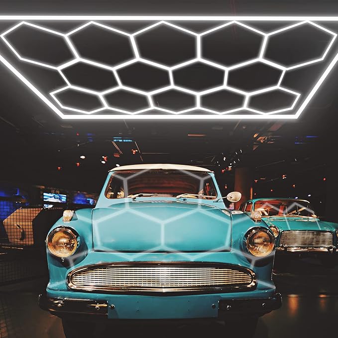 LED Hexagon Garage Light - Super Bright 900W 108000LM Car Detailing Shop Ceiling Lights Lighting System for Home Gym Workshop Basement Warehouse 45CM/Lamp Tube