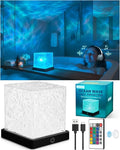 Rechargeable Shower Light Cube, 16 Color Ocean Wave Projector Light Battery Operated, Waterproof Shower Mood Lighting with Remote, Relaxing Bath Lights, Ocean Lamp for Bathroom, Bedroom, Ocean Gifts